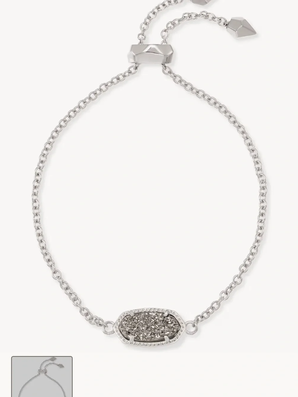 Elaina Silver Adjustable Chain Bracelet in Platinum Drusy by Kendra Scott